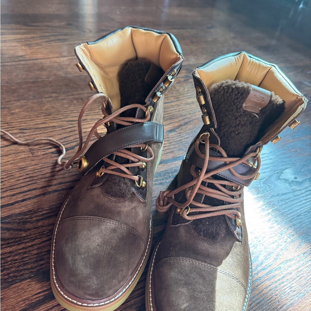 Coach Dark Brown Men's Boots with Tan Accents - Picture 2 of 5